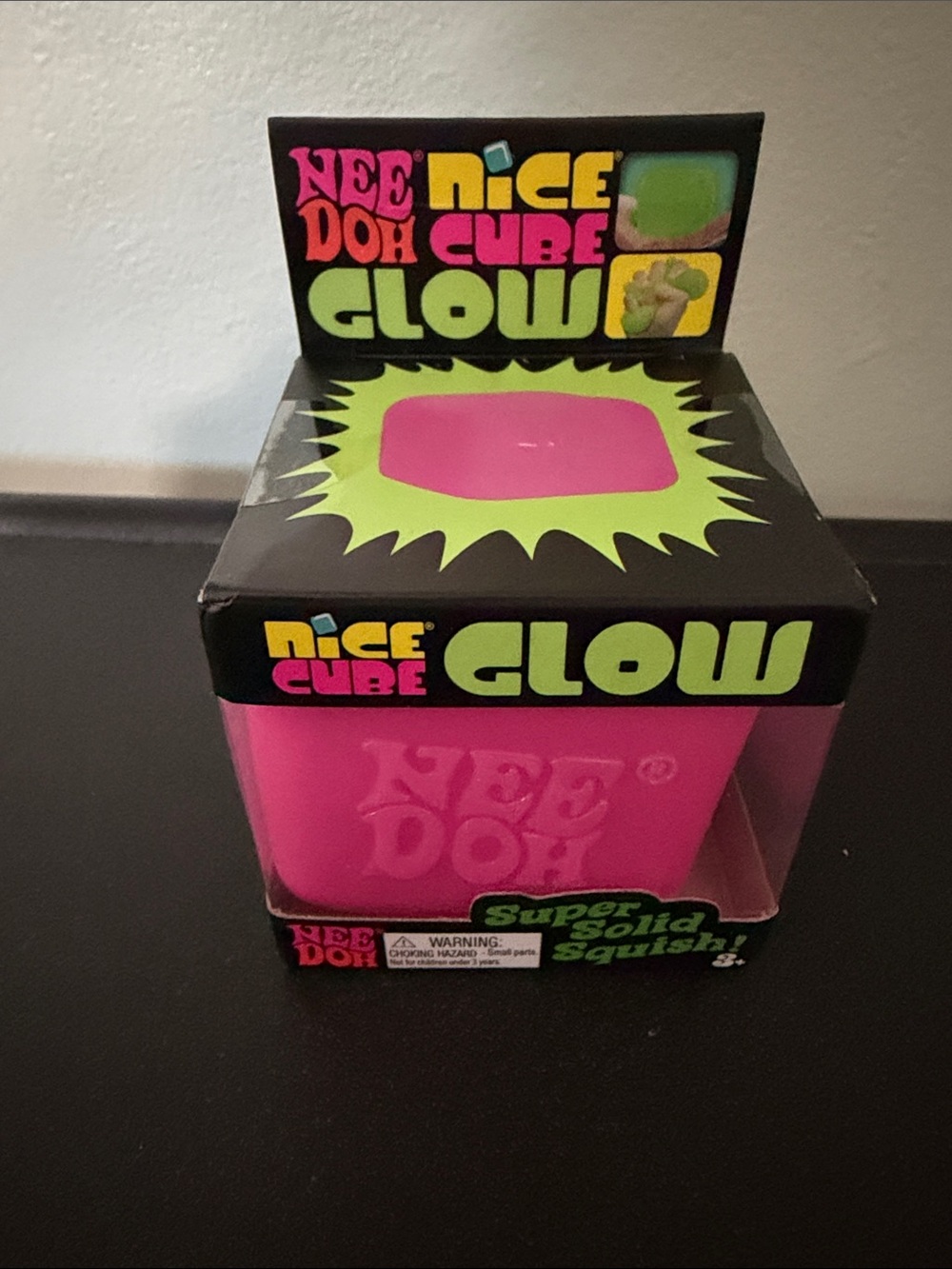 NeeDoh Nice Cube GLOW Super Solid Squishy - Pink
